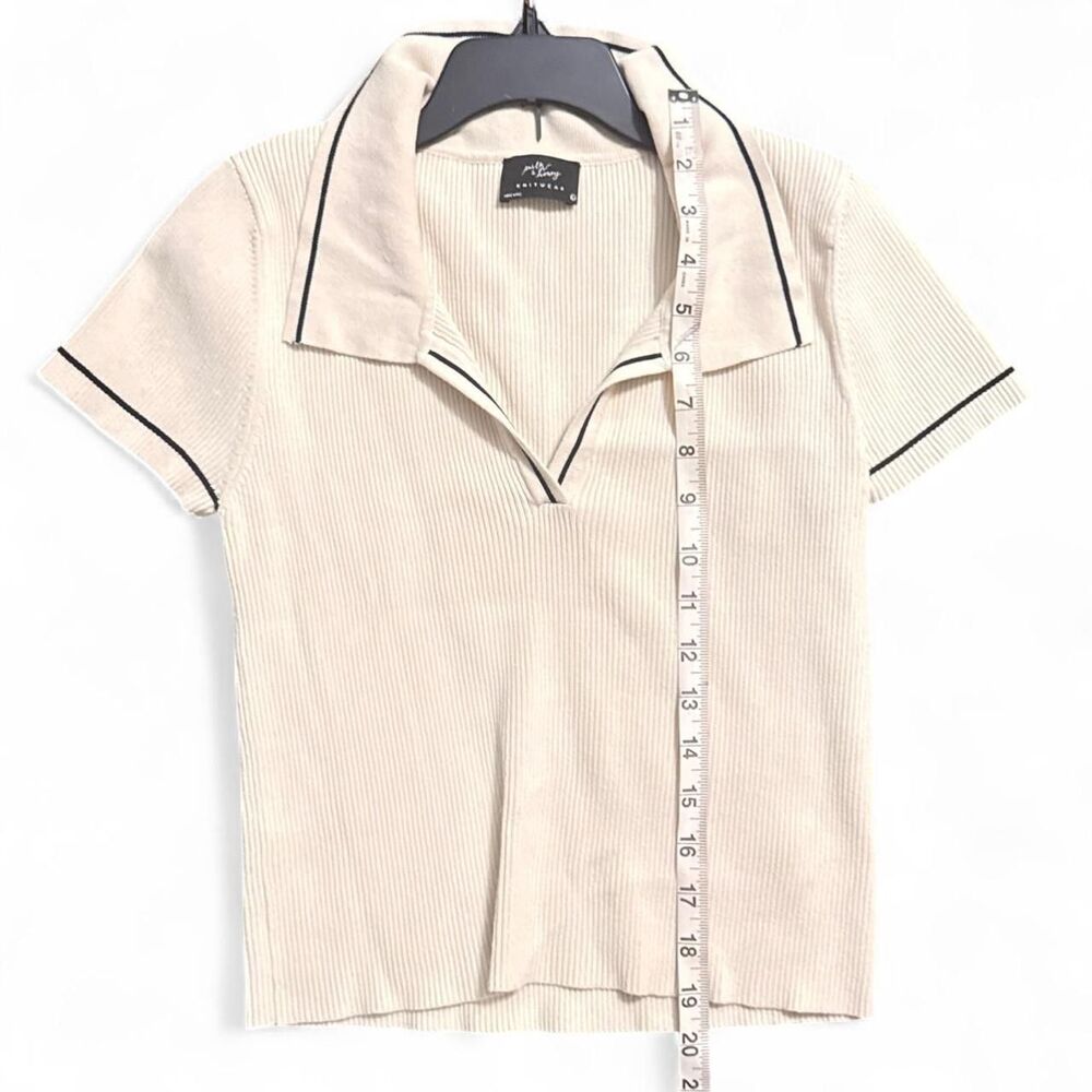 Milk + Honey Knitwear cream polo crop top L